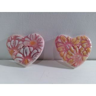Two porcelain heart buttons