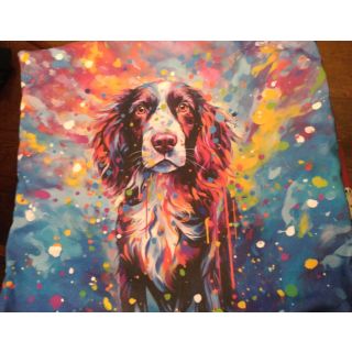 Vibrant spaniel cushion cover