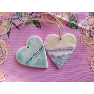 Two happy birthday hearts