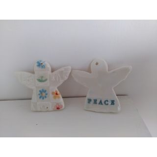 Two large porcelain angels